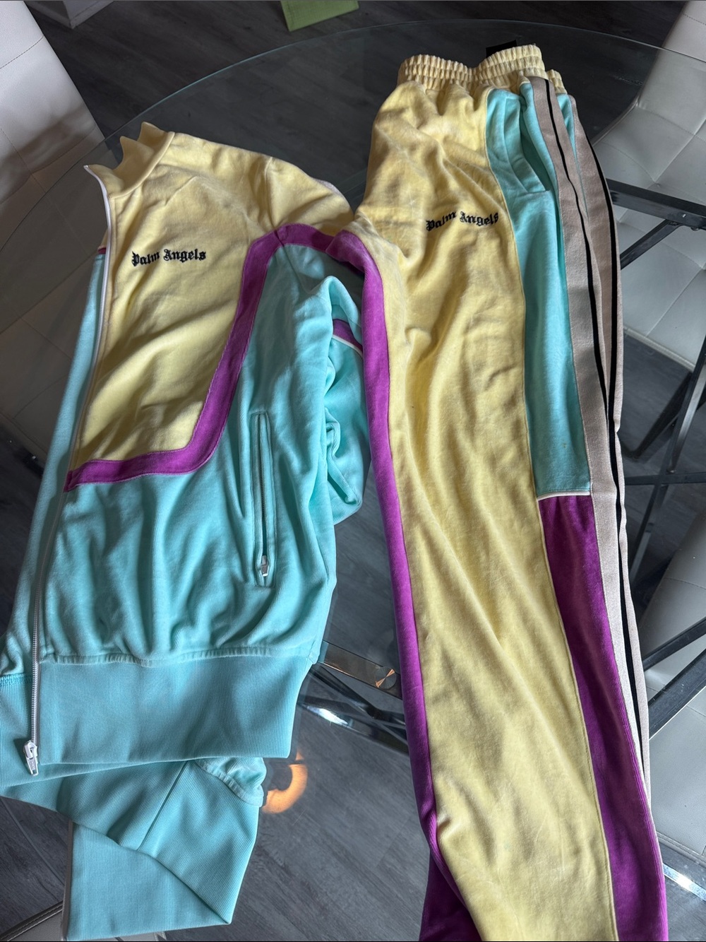 Palm Angels Yellow, Aqua & Purple Colorblock Track Set